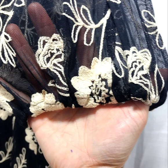 Melonie T Embroidered Floral Cold-Shoulder Sheer Mini Dress - Picture 6 of 16